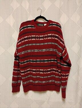 Vintage EXCHANGE Red Fair Isle Crewneck Sweater Men's Size XL Grandpa Holiday
